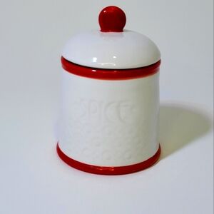 Anthropologie Modern "Striped Spice Jar" by Biscuit - New Red & White